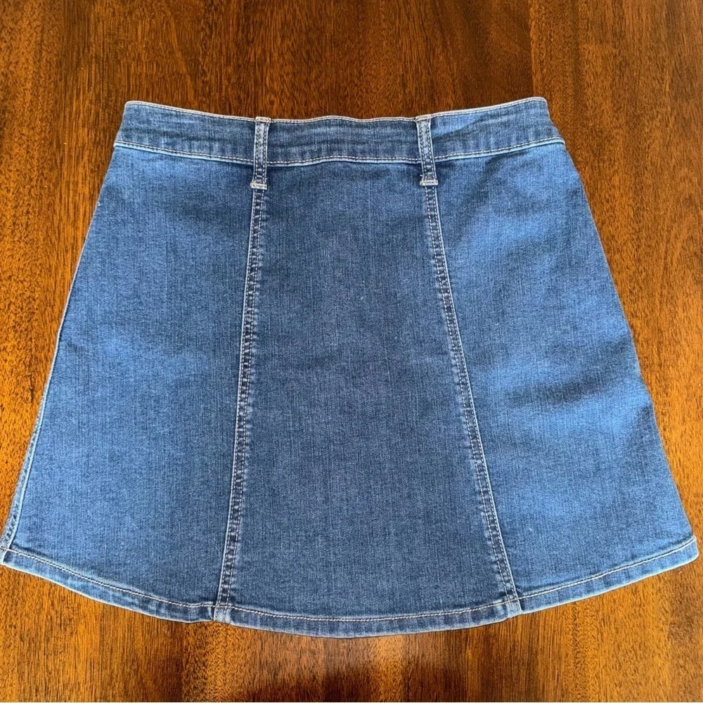 Altar'd State Jean Snap Button Up Mini Skirt Front Pockets Denim Size XS‎